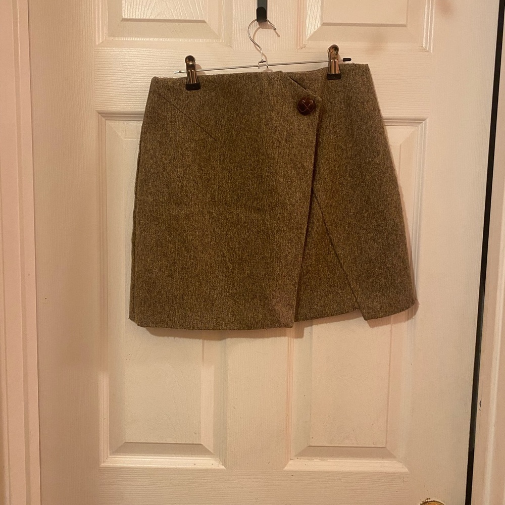 Vintage Elegant Brown Faux Wrap Skirt
